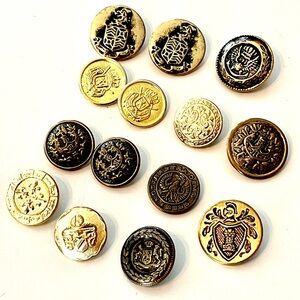 Vintage Lot Coat Of Arms Metal Buttons